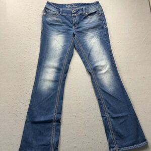 Ariya Jeans Womens 13/14 Blue Bootcut Embroidered Flap Pocket Denim Jeans 1437